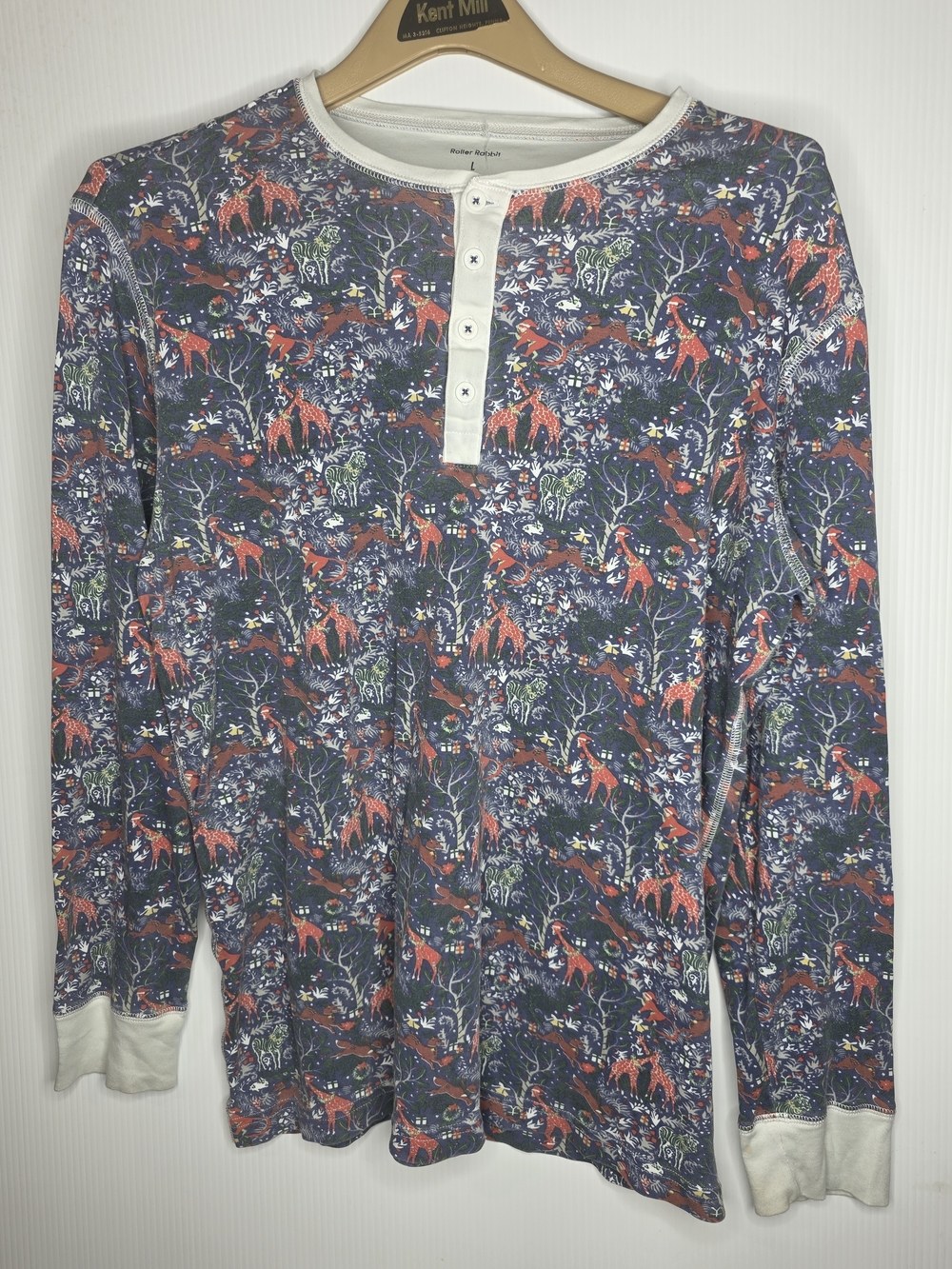 Roller Rabbit Holiday Safari Pima Cotton Henley Shirt Size L